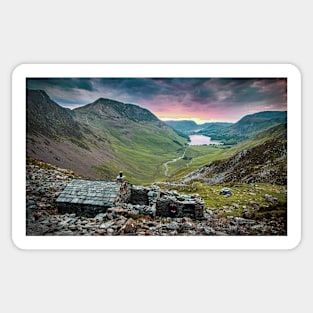 Stone Hut with Valley View in Mountains Sticker